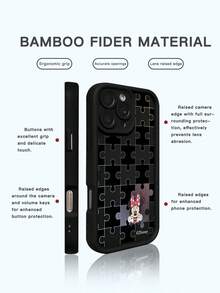 1个全新高强度防摔手机壳，迪士尼授权拼贴米妮黑色图案，独特手机壳，加厚防摔保护套，兼容苹果iPhone 17 Pro Max/Air、16、11/12/13/14 Plus、XR、7/8 Plus、15 Pro Max - 黑色 - 查看 3