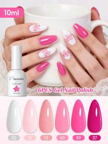peacecolor Set de esmalte de uñas de gel rosa, kit de arte de uñas DIY para principiantes para todas las estaciones, crea fácilmente diseños de arte de uñas en casa - Multicolor - Ver 10