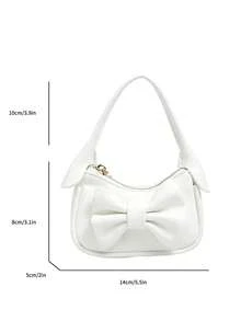 1pc Girl's Bowknot PU Leather Zipper Closure Handbag, Heart-Shaped Metal Decor, Mini Versatile Cosmetic Bag, Suitable For All Seasons Daily Use - A - View 3