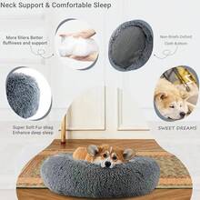 Cama redonda para mascotas de 40-90cm y 6 tamaños, cama para perros grandes, cama para gatos súper suave, casa para perros de peluche para perros medianos, casa para dormir cálido en invierno - 2 - Ver 4