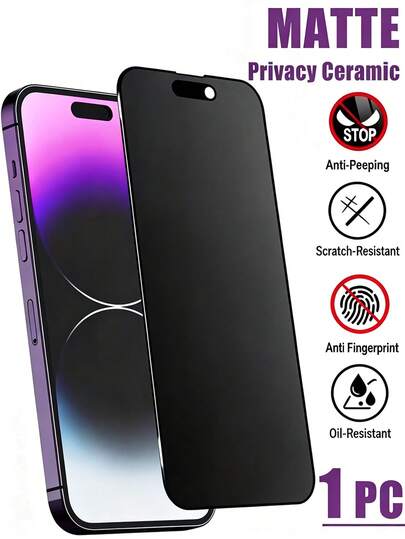 1 miếng dán màn hình chống nhìn trộm bằng gốm mờ, mềm mại, bề mặt mờ, chống bám vân tay, chống nhìn trộm, chống trầy xước, tương thích với dòng X/XS/XS MAX/11/12/13/14/15/16/17/17e/17Air/17 PRO/17 PRO MAX