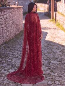 Faeriesty Đầm dạ hội cao cấp dành cho nữ - Đầm maxi đuôi cá lấp lánh đính sequin, thích hợp cho đám cưới, sự kiện thảm đỏ và tiệc nghỉ dưỡng. - Màu Đỏ Sâu - Xem 9