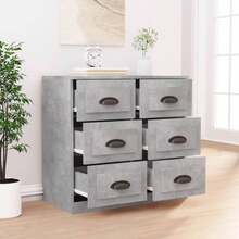 vidaXL Buffet gris béton 70x35,5x67,5 cm bois d'ingénierie - Gris - Voir 3
