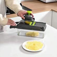 Bộ 16 dụng cụ thái rau củ, thiết kế tối giản, trong suốt, đa chức năng: thái lát, bào, gọt vỏ julienne, thích hợp để thái hành tây, tỏi, cần tây. - Bộ dụng cụ cắt rau củ 16 món - Xem 5