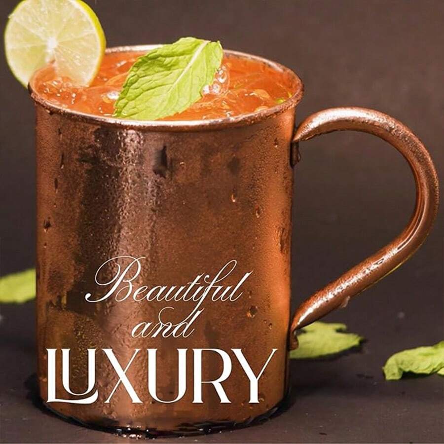 CINEYO Bộ 1/2/4 ly Moscow Mule (dung tích 16oz), ly đồng trơn | Ly đồng nguyên chất, ly nước, ly đồng đánh bóng, ly uống. Thích hợp cho Moscow Mule, cà phê đá, cocktail, đồ uống lạnh, với lợi ích sức khỏe theo phương pháp Ayurveda.