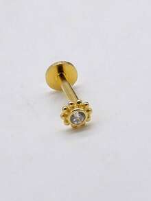 1pc Floral Design Rhinestone Nose Stud, Suitable For Daily Wear - Gold - View 4