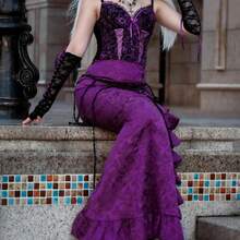 Falda larga de sirena gótica victoriana vintage para mujer, de cintura alta, con volantes, estilo cola de pez, falda lápiz maxi. - Blanco - Ver 8