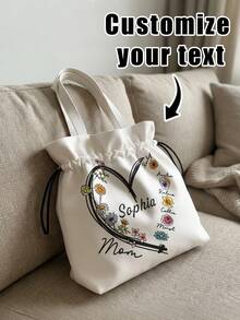 New Mother's Day Lightweight Drawstring Tote Bag With Customizable Text. It Can Be Personalized With Your Unique Design, Perfect For Shopping, Travel And Beach Use. An Ideal Gift, This Large Capacity Women's Shoulder Bag Is A Must-Have For Daily Use. - Multicolor - View 6
