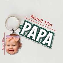Personalized Father's Day Gift Custom Dad Keychain With Photo Pendant, Pet Owner Gift Custom Photo Keychain, Personalized Acrylic Photo Keychain, Dog Keychain, Cat Keychain, Pet Photo Keychain, New Dad Gift, Valentine's Day Gift, Backpack Hanging Keychain, Room Decor Office Hanging Keychain, Father's Day Birthday Gift, Anniversary Family Dad Husband Gift, School Supplies - H-multi-portrait Father's Day Keychain - View 8