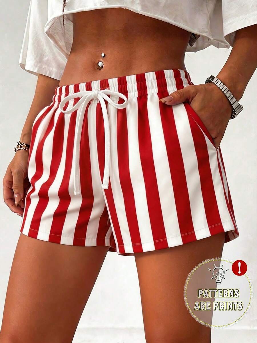 Women's Casual Printed Shorts, Crafted From A Soft, Smooth, And Skin-Friendly Knit Fabric, Featuring A Drawstring Waist, Pockets, And Slight Stretch. - Nhiều màu - Xem 1