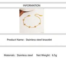 1pc Stainless Steel Delicate Luxury Four-Leaf Clover White Diamond Bracelet, Gold Plated Surface, Minimalist Design Versatile, Showcasing Fashionable Taste - CL-2541 - View 7