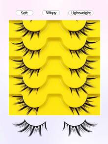 Asiteo 7 Paar Katzenauge Wimpern Natürliche Falsche Wimpern 3D Faux Mink Weiche Anime Wimpern Cosplay Halb Wimpern Streifen Wimpern, Falsche Wimpern, Wiederverwendbar, Für Tägliches Make-up Erweiterung Für Alltag & Party & Date, Als Geschenk - Schwarz - Übersicht 6