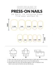 24 Square, Press-On Short False Nails, A Vibrant Orange And Blue Romantic Manicure To Brighten Your Spring Nails. Includes Application Tools, Gel Polish, And Nail File. - Multicolor - View 6