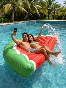 1 pieza Tumbona flotante inflable con forma de sandía, accesorio de fiesta de verano para adultos en la piscina y la playa, regalo de verano perfecto, tumbona flotante multifuncional para diversión y relajación de vacaciones de adultos, flotador de piscina, artículos esenciales de playa - Multicolor - Ver 7