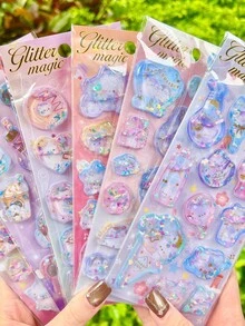 3D卡通儿童液体注水贴纸 - 幼儿园奖励摇晃标签 - DIY装饰工艺品 - 彩色 - 查看 1