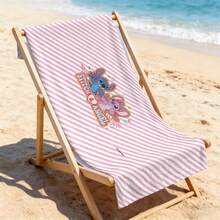 Khăn tắm biển Disney Lilo & Stitch - Khăn tắm biển sọc hồng Stitch & Angel dành cho hồ bơi và bãi biển. - A - Xem 1