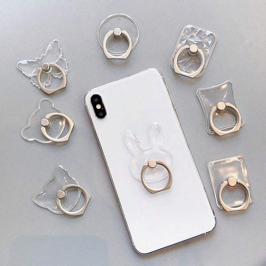 2 chiếc giá đỡ điện thoại dạng vòng trong suốt hình dạng ngẫu nhiên, giá đỡ nhẫn đeo ngón tay bằng acrylic pha lê sáng tạo. - Nhiều màu - Xem 1