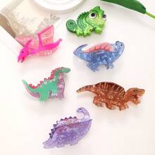 1/6 piezas Pinzas de pelo de acetato elegantes y lujosas con diseño de dinosaurio animal Tiranosaurio Rex, adecuadas para uso diario, viajes, cumpleaños - Multicolor - Ver 1