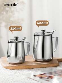 choxila 1 buah Teko Pembuih Susu Stainless Steel dengan Tutup dan Corong, Teko Kopi Multifungsi untuk Penggunaan di Rumah - Teko kopi baja tahan karat - View 4