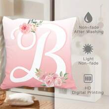 1 chiếc, Màu hồng ombre, Chữ B màu trắng với họa tiết hoa hồng màu hồng vẽ bằng màu nước, Phong cách ngọt ngào lãng mạn, vỏ gối in 2D, Vải 100% polyester, Không kèm ruột gối, Hoàn hảo để tạo thêm không gian ấm áp và dễ chịu cho lối vào hoặc không gian nhà bạn. - Nhiều màu-B - Xem 12