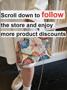 1 pieza Bolso de mano de mujer de jacquard para primavera/verano (patrón aleatorio), bolso de hombro/bandolera de moda con cadena, adecuado para ir al trabajo, compras, regalo - Multicolor - Ver 3