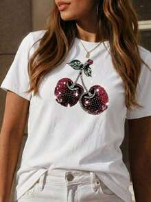 New Women's Short-Sleeved Crew Neck T-Shirt, Summer Design, With A Simple And Modern Letter Print, Breathable And Sweat-Wicking. Express Shipping From Local Warehouse, Couple's Style, Couple's Outfits - Vintage Street Style Unisex Loose Cotton Short Sleeve Crew Neck T-Shirt - 白色的 - 查看 3