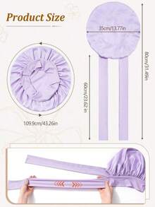 DunmumeedSatin Hair Bonnet Wide Band - Satin Like Sleeping Bonnets For Curly Hair Hair Wrap For Night Cap With Tie Band Breathable Satin Bonnet For Women And Girls (Purple),Hair Tools,Hair Items,Travel Essential,Travel,Barber,Hairstylist,Barber Accessories,Valentine's Day,Hair Supplies,Hair Stylist,Barbershop,Salon,Vacation Essentials,Hair Products,Barbershop,Valentine's Gift,Travel Essentials For Women,Hair Stylist Tools - Mauve Purple - View 2