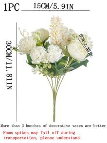 1/3支装仿真花，丝绸玫瑰花束，丝绸雏菊蒲公英，散装，适用于婚礼、家居派对装饰、餐桌摆饰、情人节、礼物、生日、毕业典礼、秋季装饰 - 乳白色 - 查看 3