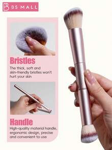 BS-MALL 14pcs Professional Soft Dual-Ended Makeup Brush Set, Includes Makeup Sponge Puff And Large Capacity Storage Bag, High-Quality Synthetic Bristles For Seamless Blending - Champagne - View 2