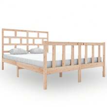 vidaXL Cadre de lit sans matelas bois massif 160x200 cm - Tabac - Voir 3