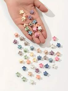50pcs Mini Flower Hair Clips, Delicate, Petite, Gentle Hair Accessories - Perfect Hair Decor For Women And Girls - Multicolor - View 2