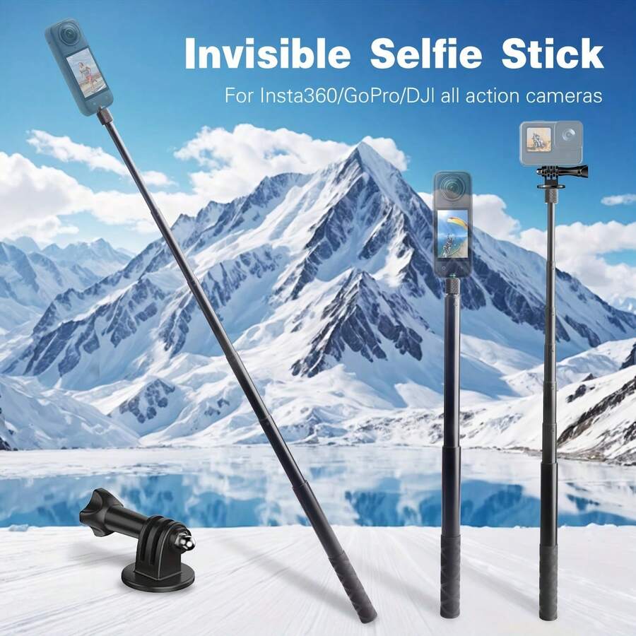 46英吋隱形自拍棒,相容 Insta360 X5/X4/X3/X2,6段式可伸縮自拍棒附1/4英吋螺絲與轉接頭,相容 Osmo Pocket 3、Action 4/5 Pro,輕巧防滑握把,適用於滑雪、健行與Vlog拍攝 - 查看 1