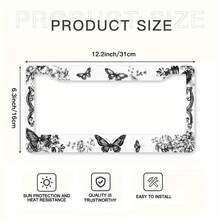 1 Piece 2D Print, Metal License Plate Frame, Exquisite Butterfly And Floral Design- Suitable For Standard American Cars, SUVs, And Trucks, Easy To Install - 12x6inch, Includes Mounting Screws, Durable And Stylish Car Accessory,License Plate,Car Decor,Birthday Gifts,Car Acessesories Women,Car Acessesories,Car Acessesories Men,Car Must Haves,Motorcycle Acesories - A - View 6