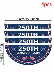 1 Set 250th Anniversary Of US Independence Polyester Patriotic Fan Flag, Design Options Include: 250th Anniversary, 1776-2026, American Independence, July 4th, Memorial Day, Veterans Day, Patriotism, US Flag, Stars, Pennant, Porch Decor, Outdoor, Waterproof Polyester, Reusable, Fade-Resistant, Suitable For Home, Yard, Party And Independence Day Celebrations - 001 - View 20