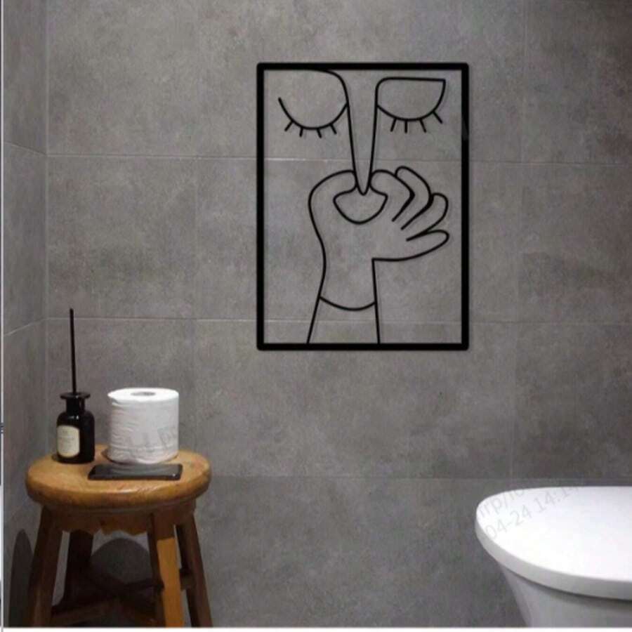 Decoración de pared con pinza nasal de acrílico, arte de línea minimalista y elegante para el baño, decoración de baño humorística, arte de línea colgante de pared para el baño de invitados, artesanía y creatividad - Multicolor - Ver 1