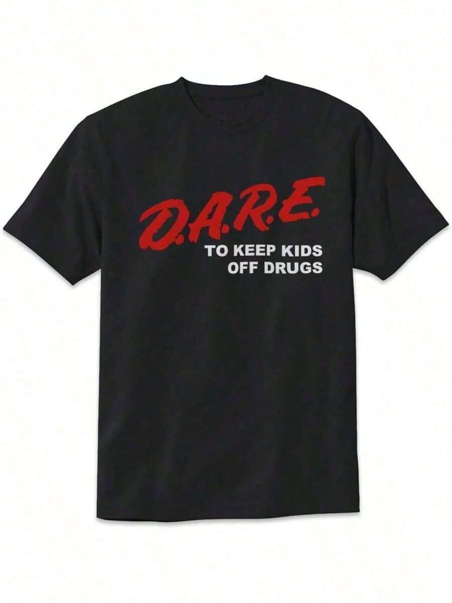 Dare Retro DARE T-Shirt 90s Vintage Style Design Tee Short Sleeve Unisex Shirt Men Size S-3XLvintage Clothes Women - 黑色 - 查看 1