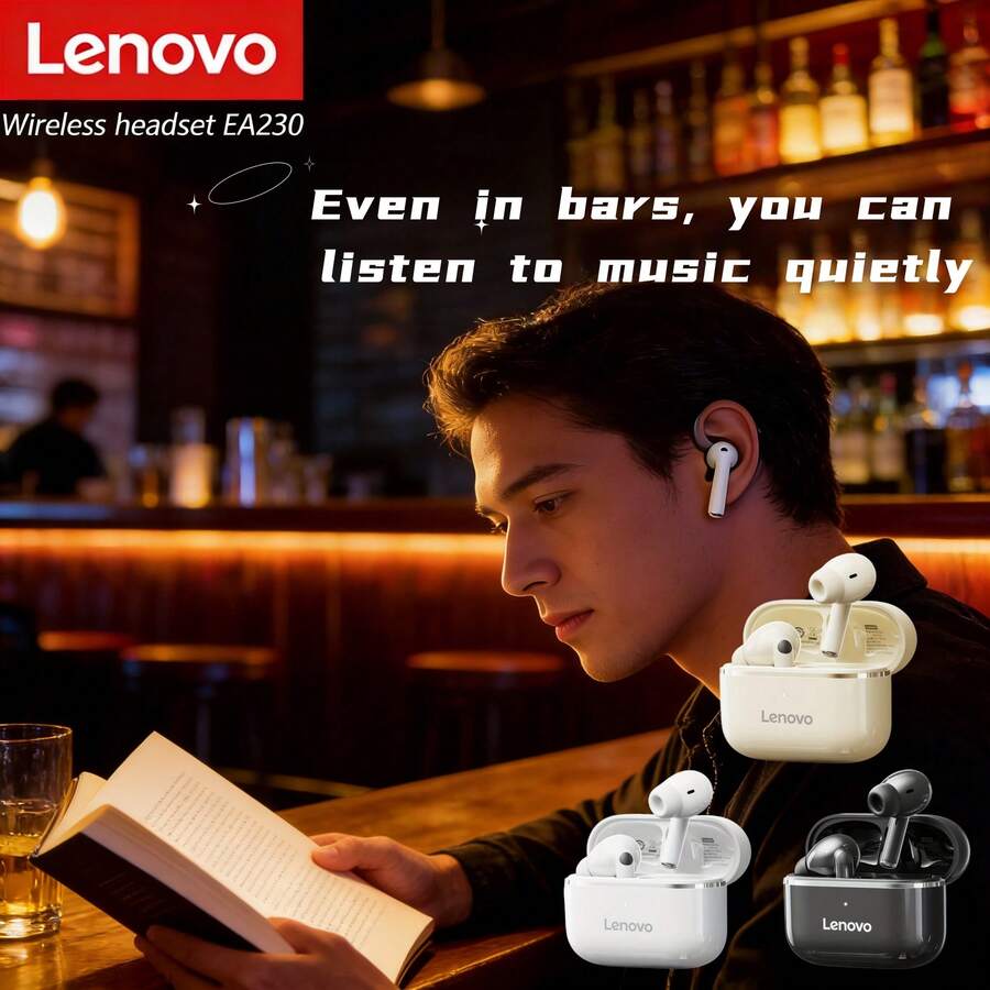 Tai nghe không dây Lenovo EA230 Mini dành cho học sinh, Bluetooth 5.4, điều khiển cảm ứng, tai nghe chơi game độ trễ thấp, cuộc gọi HD tầm xa, micro khử tiếng ồn, tai nghe nhét tai.