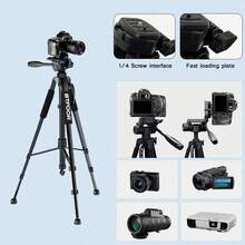 55 Inches Phone Travel Self Tripod Aluminum Tall 55" 140CM Stand With Quick Plates Mount Pan Head For   DSLR SLR Digital Camera Maximum Support Weight 2.5KG - Xem 6