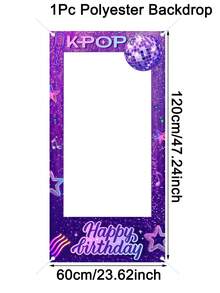 1 khung chụp ảnh sinh nhật màu tím, kích thước 120x60cm, phông nền chụp ảnh selfie bằng polyester họa tiết K-POP Chúc mừng sinh nhật, phù hợp cho bé trai và bé gái, đồ dùng trang trí tiệc sinh nhật chủ đề K-POP. - Nhiều màu - Xem 8