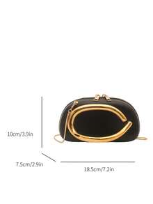 New Arrival Women Metal Decor Unique Design Shoulder Crossbody Bag - Black - View 4