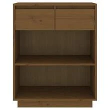 vidaXL Armoire console Marron miel 60x34x75 cm Bois de pin solide - Tabac - Voir 6