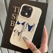 1pc TPU Material Summer Vacation Blue Bikini Pattern Phone Case Suitable Compatible With Iphone 17 Pro Max/17/16 Pro Max/15/13/12/11, S20 FE/A15/S24/A55, Note 11/Note 12/Note 13 Pro, Full Coverage Anti-Drop Soft Protective Cover - White - View 1