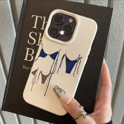 1pc TPU Material Summer Vacation Blue Bikini Pattern Phone Case Suitable Compatible With Iphone 17 Pro Max/17/16 Pro Max/15/13/12/11, S20 FE/A15/S24/A55, Note 11/Note 12/Note 13 Pro, Full Coverage Anti-Drop Soft Protective Cover