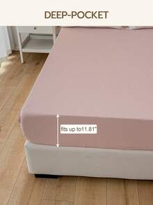 1pc Solid Color, Textured Wrinkle, Raised Pattern Fitted Sheet, Mattress Protector Cover, Deep Pocket Design, Soft & Breathable, Fits Various Bed Sizes - Pink - View 5