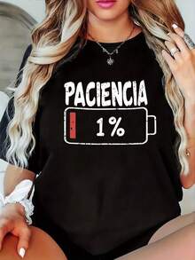 加大码女式休闲 PACIENTIA 1% Logo T恤 黑色 - 黑色 - 查看 4