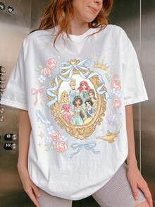 Loose Oversize   Disney Princess Magical Coquette Shirt, Magic Kingdom, Disney Girls Trip, Disneyworld Tee - 白色 - 查看 1