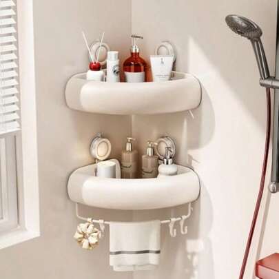 Esquinero para Baño Regadera Ventosa Repisas para Baño Sin Taladro Organizador Metal de Aluminio Porta Shampoo Antióxido Estante Organizador Baño Gris Mueble para Regadera Blanco 2 paquetes Tofaney 7592745393698