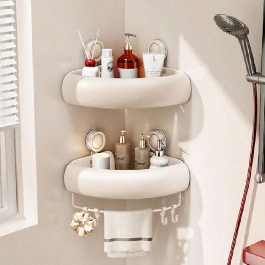 Esquinero para Baño Regadera Ventosa Repisas para Baño Sin Taladro Organizador Metal de Aluminio Porta Shampoo Antióxido Estante Organizador Baño Gris Mueble para Regadera Blanco 2 paquetes Tofaney 7592745393698 - Gris Blanco - Ver 1