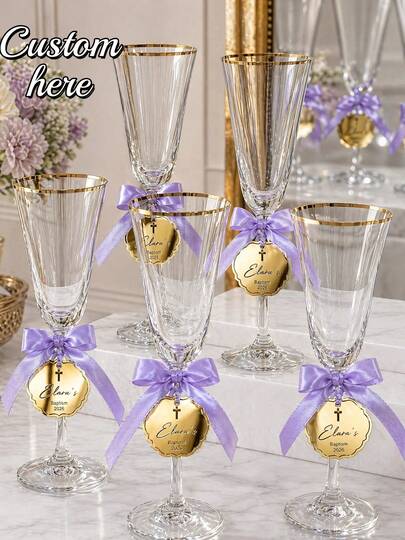 2/10/30/50pcs Custom Name Mi Christening Favors Tag - Gold Acrylic Mirror Tag For Chocolate Favors, Christmas Gifts | Luxury Cross Design, Personalized Baptism Party Decor