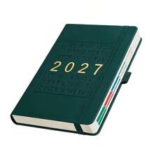 1本客製化2027年日程本,可自訂姓名A5筆記本,每日一頁,每頁標註時間與日期,共160張320頁,適用於日常工作記錄 - 彩色 - 查看 18